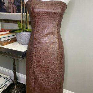 NEW WITH TAGS 7 FOR ALL MINDKIND STRAPLESS FAUX LEATHER DRESS ANIMAL PRINT SZ L